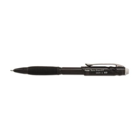 Pentel Pentel, TWIST-ERASE GT PENCILS, 0.5 MM, HB #2.5, BLACK LEAD, BLACK BARREL QE205A